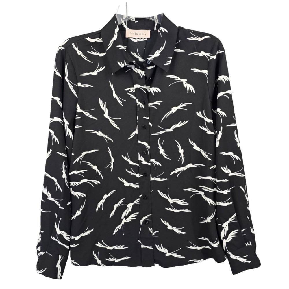 Philosophy Black Shirt with White Feather Design